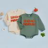 Citgeett Autumn Halloween Infant Baby Girl Jumpsuit Long Sleeve Letter Pumpkin Embroidery Bodysuit Fall Clothes