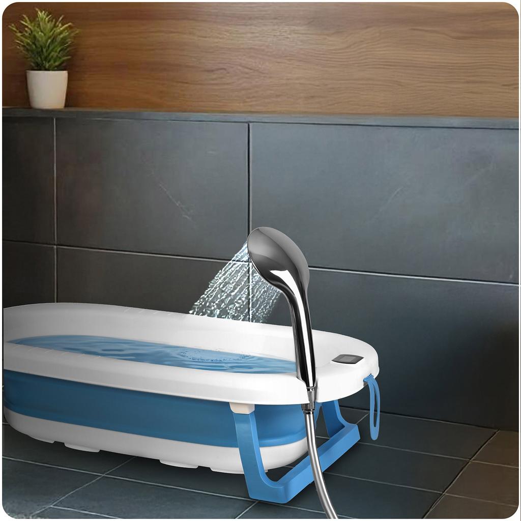 Folding Bathtub For Children And Infants With Thermometer And Insert, And