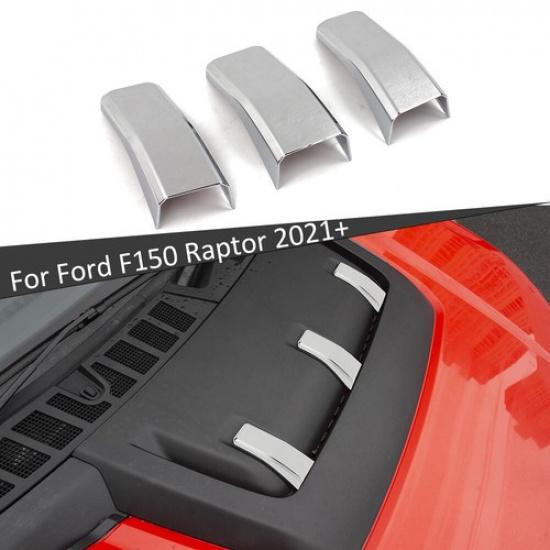 Chrome Hood Scoop Air Vent Cover Trim Bezels For Ford F150 2021-2023 Accessories
