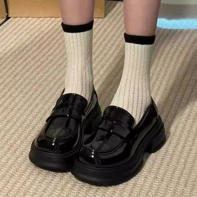 Fashion Shoes Female 2025 Hot Sale Loafers Women's High Heels Platform Casual Pumps Women Solid Round Toe Med Heel Slip On Shoes Women