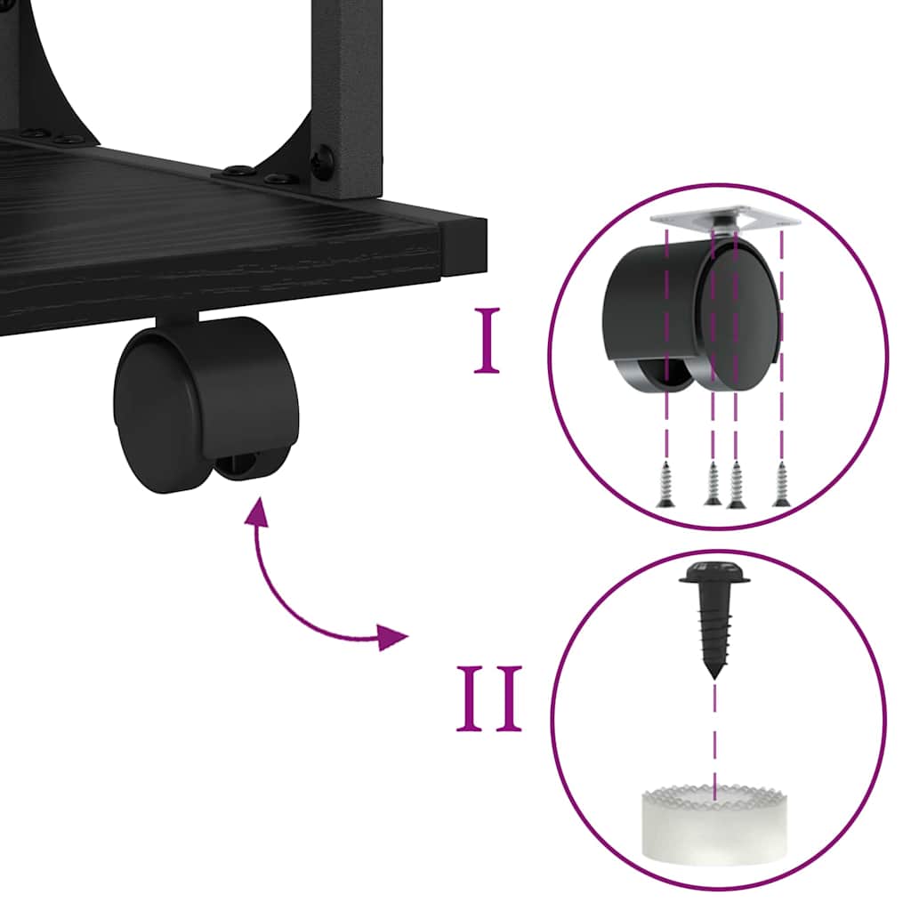 Printer Stand Black Oak Effect 41 x 28 x 33.5 cm