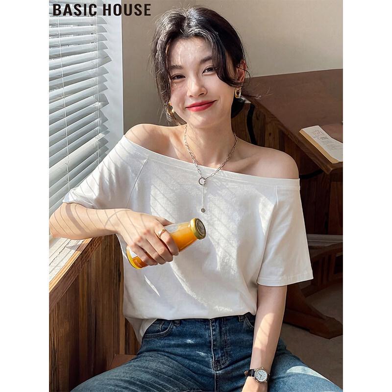 Basic House Women s Off-Shoulder Short Sleeve T-Shirt S