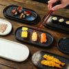 2024 New Product: Stone Sushi Plate, Japanese Ceramic Oval Strip Plate, Grill Plate, Tray, Simple Dim Sum Tray