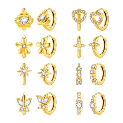 Light Luxury White Zircon Heart-Shaped Earrings for Women, Stainless Steel Gold Color Classic Hoop Earrings, Fashion Jewelry