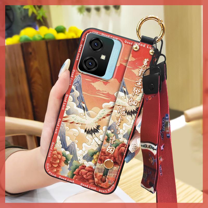 Dirt-resistant Anti-dust Phone Case For Blackview Oscal C70 Soft Case Wristband Fashion Lanyard Durable Chinese Style