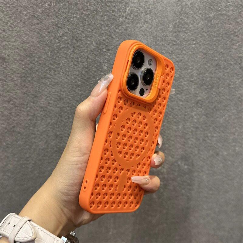 Magnetic Heat-Dissipating Mesh Case for iPhone 17 Pro Max Lens Holder iPhone 15 Pro