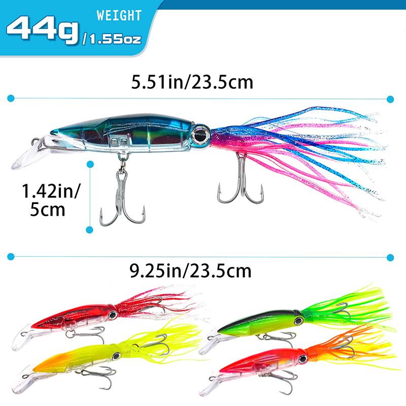Sea Fishing Long Shot Big Octopus Squid Bait Luya Bait Fake Bait With Beard Plastic Squid Bait