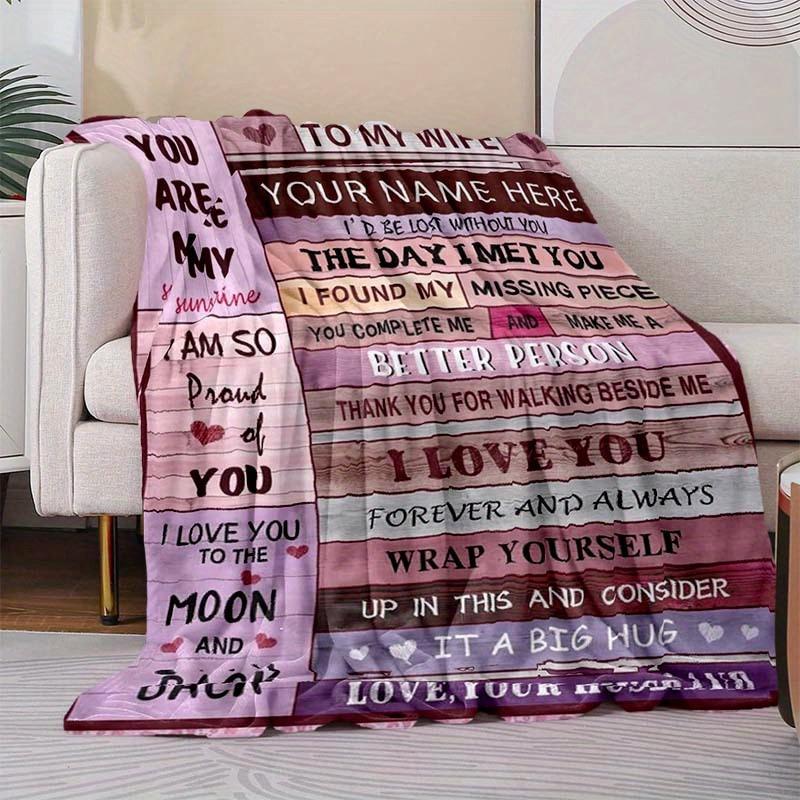 To My Wife Love Blanket Soft Warm Throw Blanket Nap Blanket For Couch Sofa Office Bed Camping Travel Multipurpose Gift Blanket For All Season