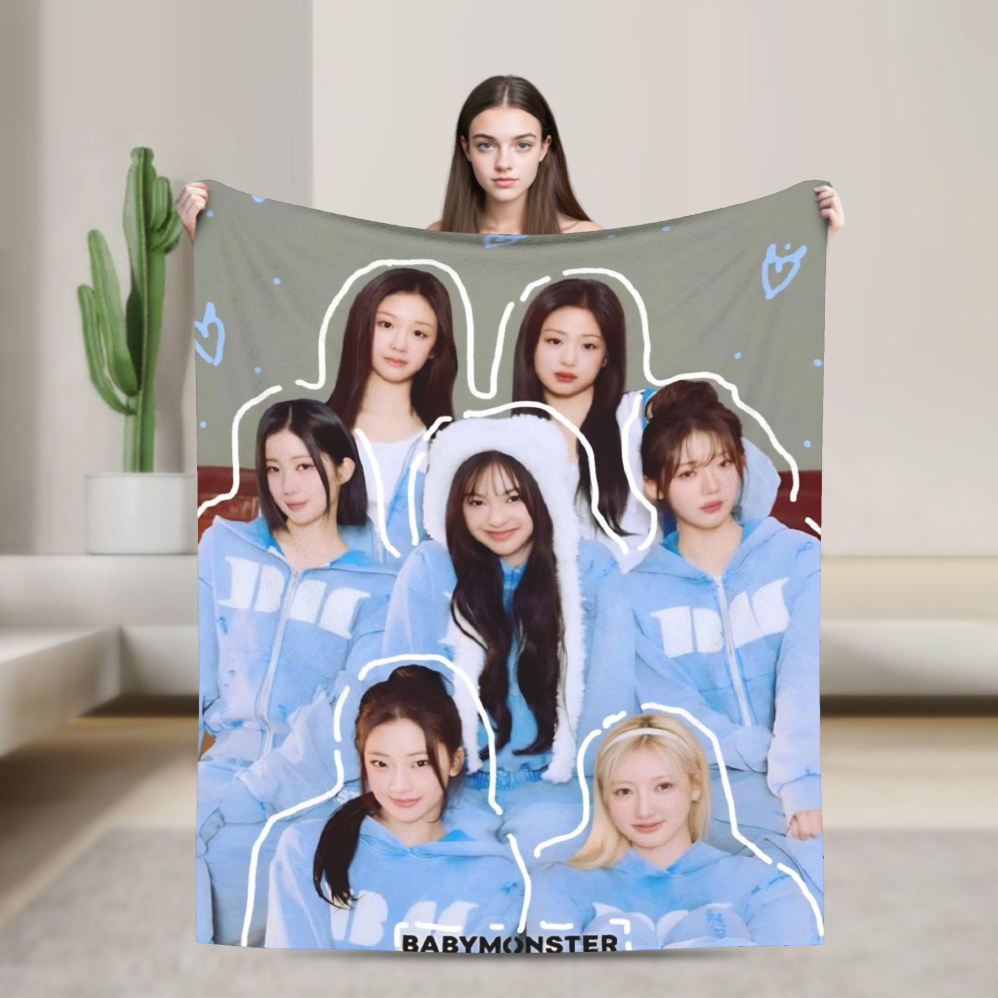 Kpop Babymonsters Group Blankets Velvet Printed  Breathable Lightweight Thin Throw Blanket for Home Couch Bedspread 100x150cm