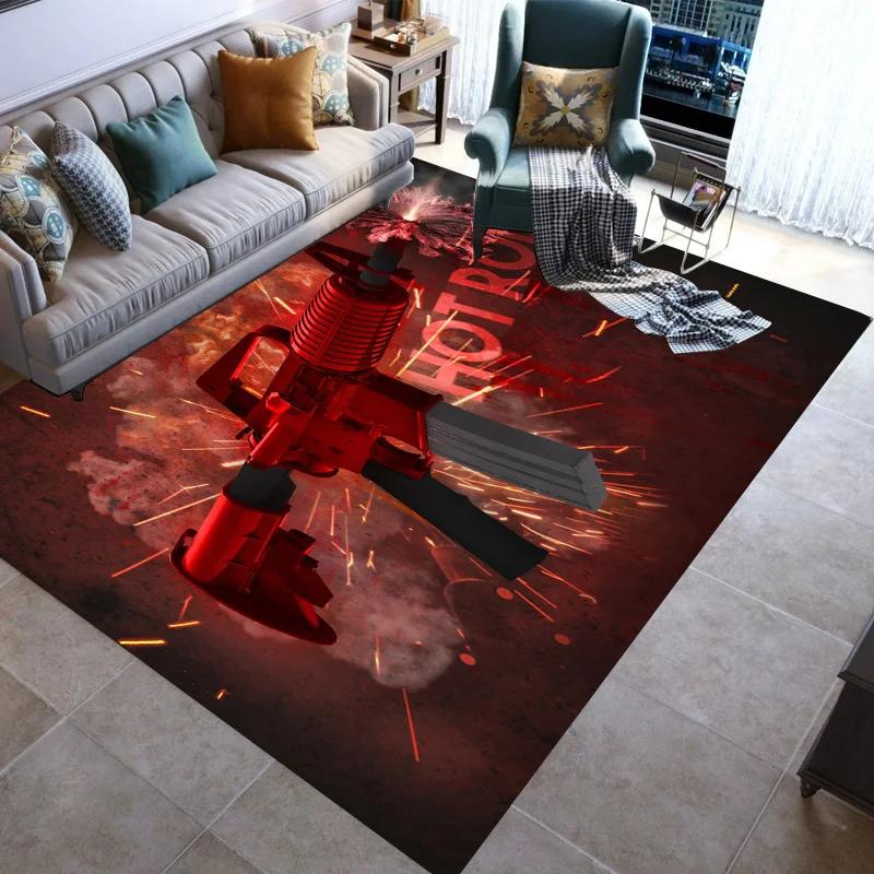 Retro Guns Pistol Ammunition Bullet Cartridge AK M4 Rug Carpet for Living Room Bedroom Decor Non-slip for Sofa Doormat Mat