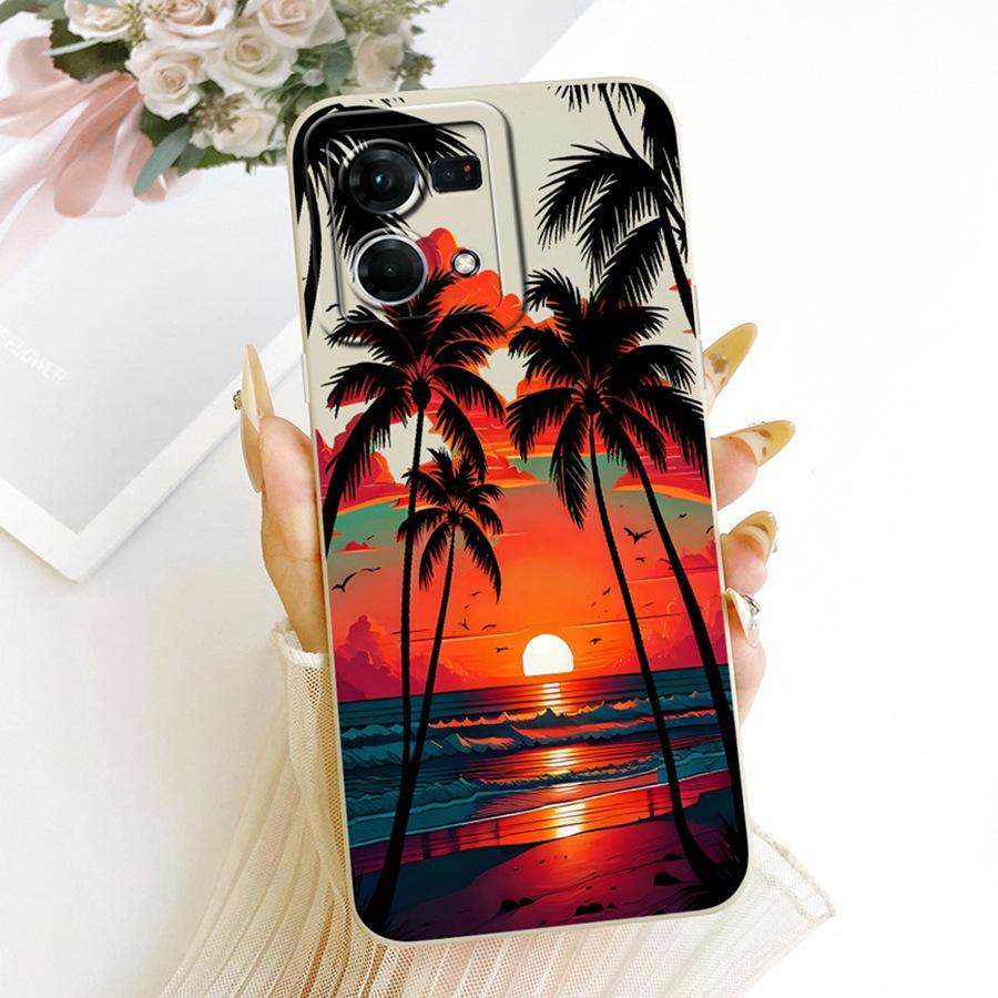 For OPPO Reno7 Reno8 4G Case Len Proective Back Cover flower Bow Soft Silicone Funda for OPPO F21 Pro Reno 7 4G Shockproof Capa