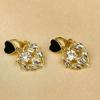 Trendy Rhinestone Heart Ear Cuff - No Piercing, Black & White Cartilage Stud Earrings