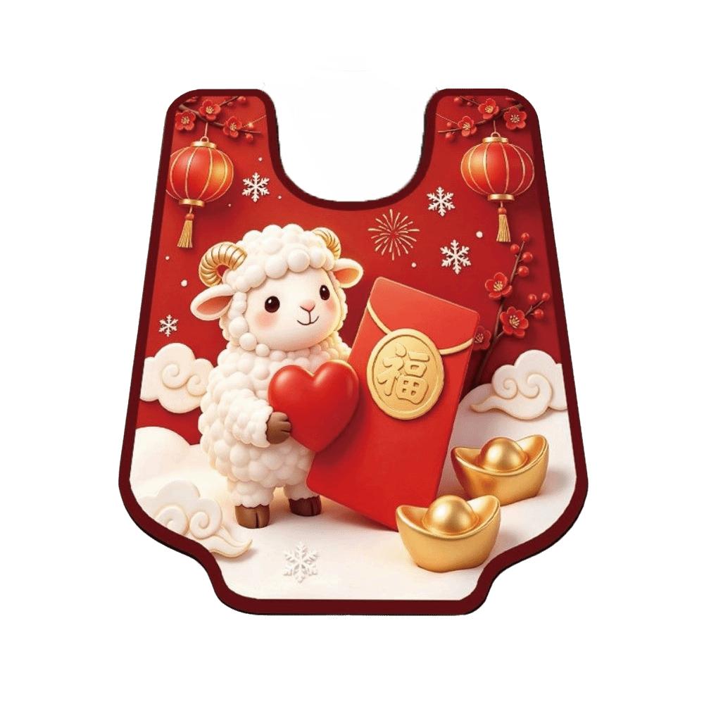 Anti Slip Lamb Year Bathroom Mat Quick Drying Sheep Door Mat Carpet U-shaped Floor Mat  Bathroom