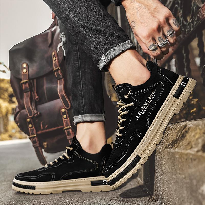 Fashion Men Shoes Trend Men Sneakers Suede Leather Slip on Men Loafers 2025 New Comfortable Platform Working Shoes Zapatillas Informales