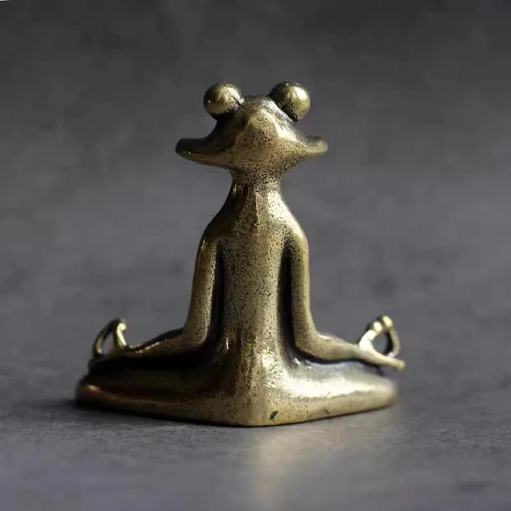 Brass New Frog Incense Burner – Vintage Zen Buddhist Frog Statue Copper Animal Sculpture Meditation Trinket Home Desktop Decoration