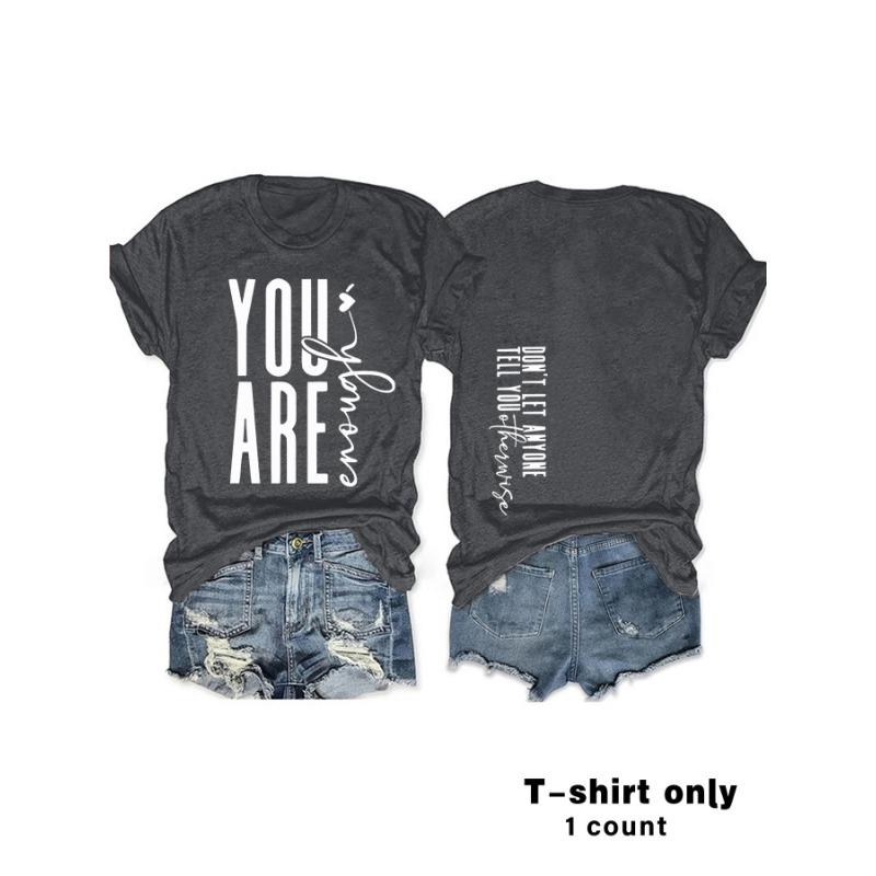 

Casual T-shirt Printed Summer Round-neck Short-sleeved Top XXL