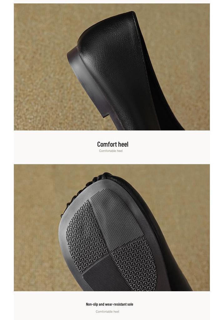 Women's 2025 Genuine Leather Vintage Slip-On Flats - Soft Sole Versatile Spring Shoes