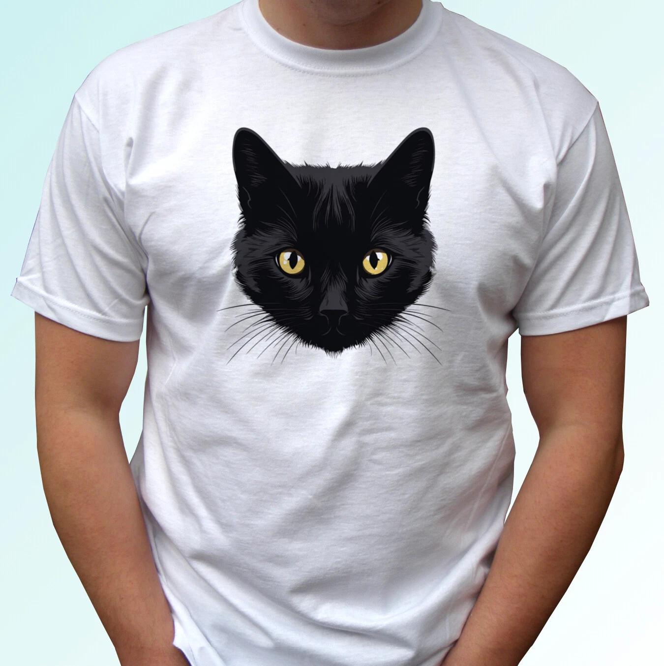 

Black Cat head white kids boys T-Shirt animal tee top gift s s kids baby sizes 120