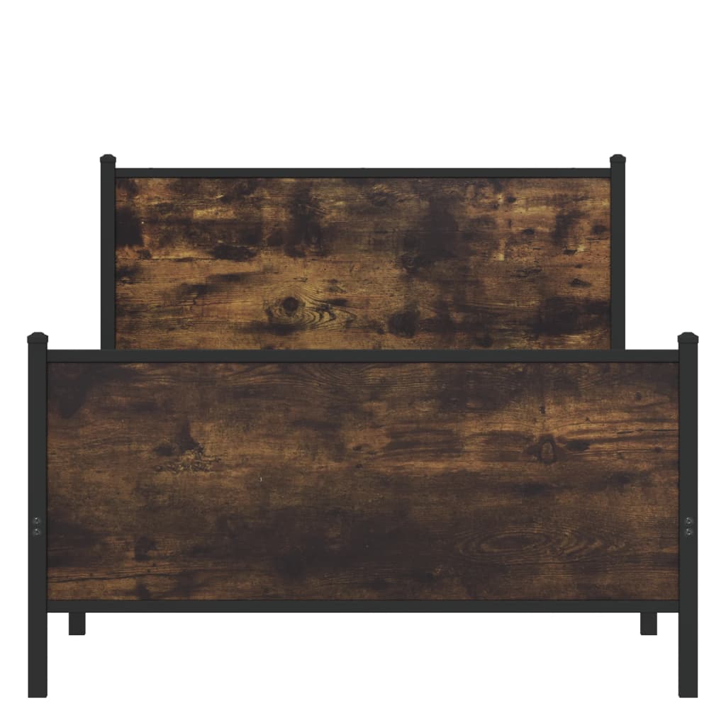 Vidaxl Metalowa Rama Łóżka, Bez Materaca, Przydymiony Dąb, 107X203 Cm