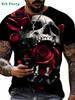 Retro skull 3D print men's T-shirt, summer street style men's top, fashionable round neck short-sleeved T-shirt, new loose fit men's clothing.