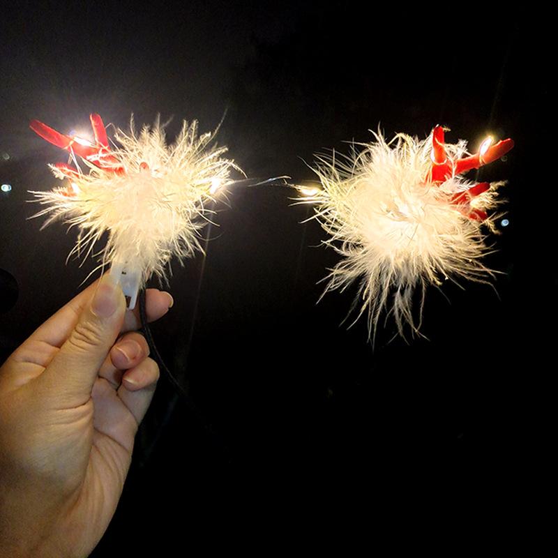 New Christmas LED Light Antlers Hair Band Cute Fairy Glowing Elk Hairpin Hair Clip Women Girls Christmas Hair Accessories