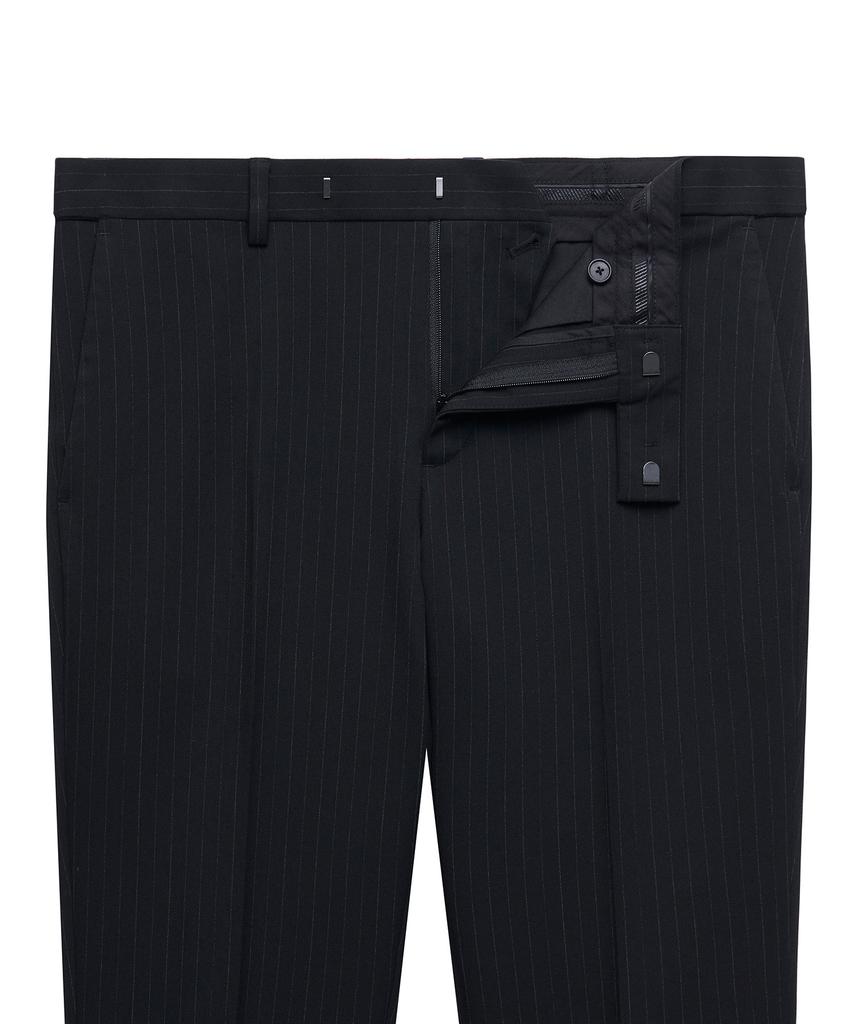 Musinsa Standard Pinstripe Tapered Hidden Banding Crop Slacks [Black]
