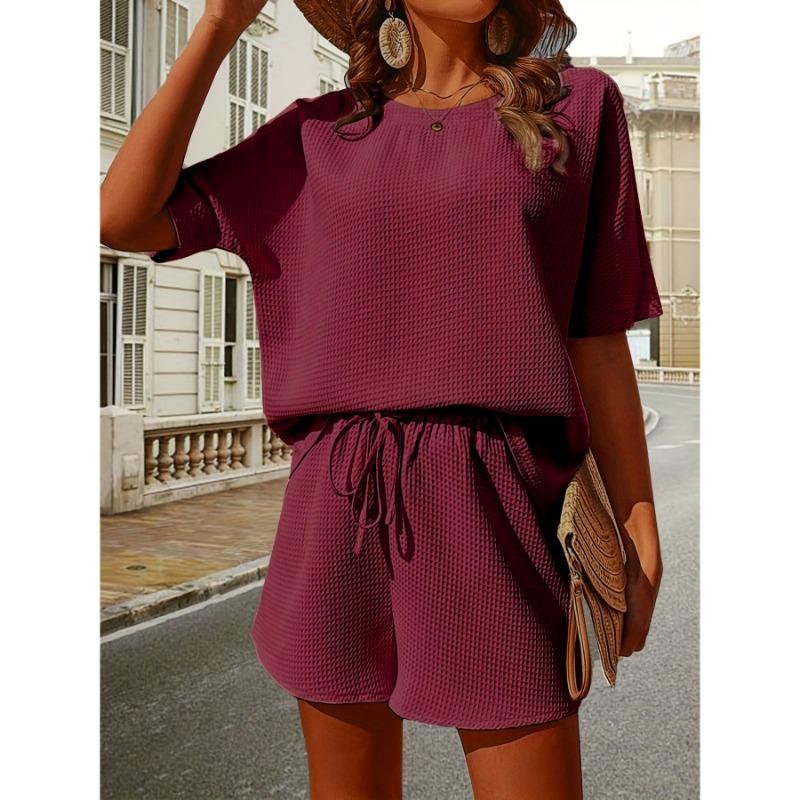 Plus Size Women's Fashion New Short Sleeved Shorts Two Piece Suit