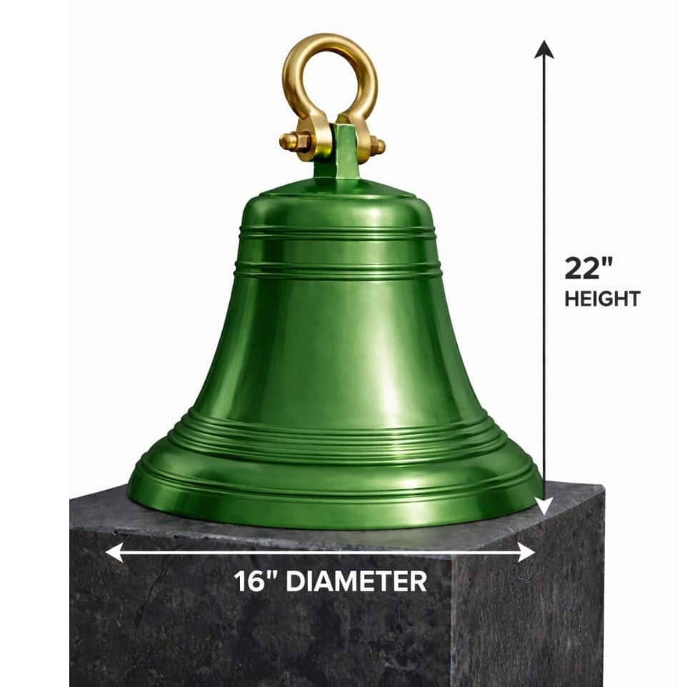 16 Inch Large Aluminium Hanging Bell – 22” Height | Loud Clear Ringing Sound | Decorative & Temple Use