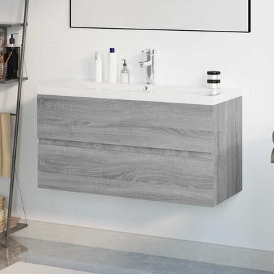 Vidaxl Cabinet With Sink, Sonoma Grey Oak, Wood-based Material