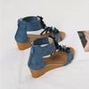 Neue Sommer Damen Böhmische Ethnische Keilabsatz Plateau Römische Sandalen, Floral Design Zum Kleid Matching
