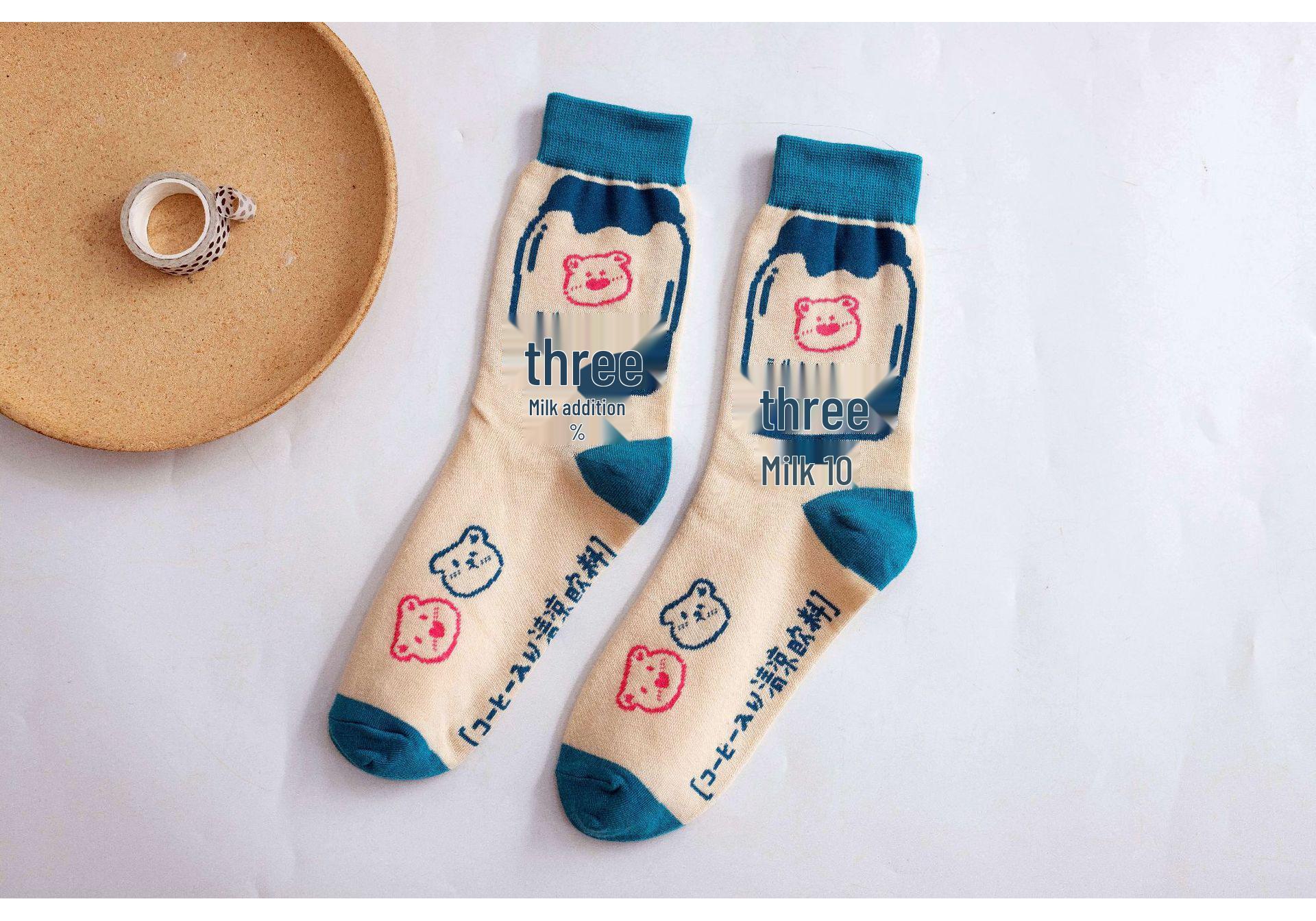 

2021 Spring Trendy Women s Cartoon Cotton Mid-Calf Socks, Japanese Style One Size