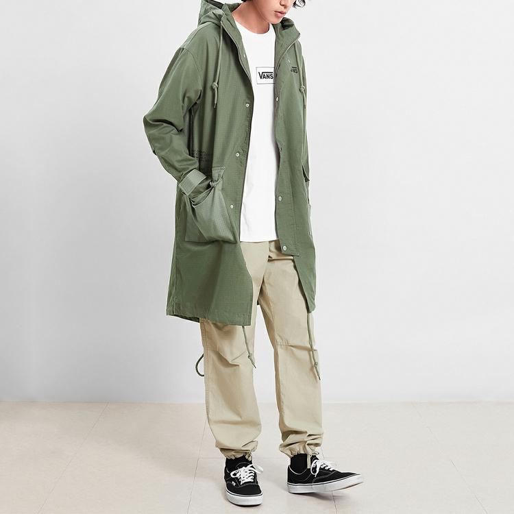 Vans Color Block Casual Hooded Jacket Men Jackets Dark-Green VN0A4MLIKCZ