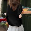 Women's Short-sleeved V-neck Cardigan Loose -sleeved Knitted Vest -Color Button Sweater Top