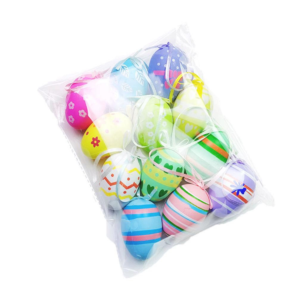 Personalized Easter Crafts Artistic Painting Easter Eggs Set Tree Hanging Pendants Easter Decorations Plastic