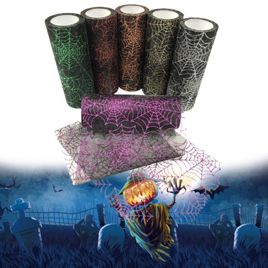 1 Rotolo Rotolo di Tulle Facile da Usare Ornamentale Multiuso Decorazione Murale di Halloween Ragnatela in Tulle per la Casa