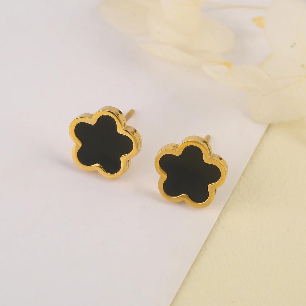 High-Quality Stainless Steel Five-Leaf Flower Set Bracelet Necklace Earrings Simple For Woman Party Birthday Zircon Gift Clover