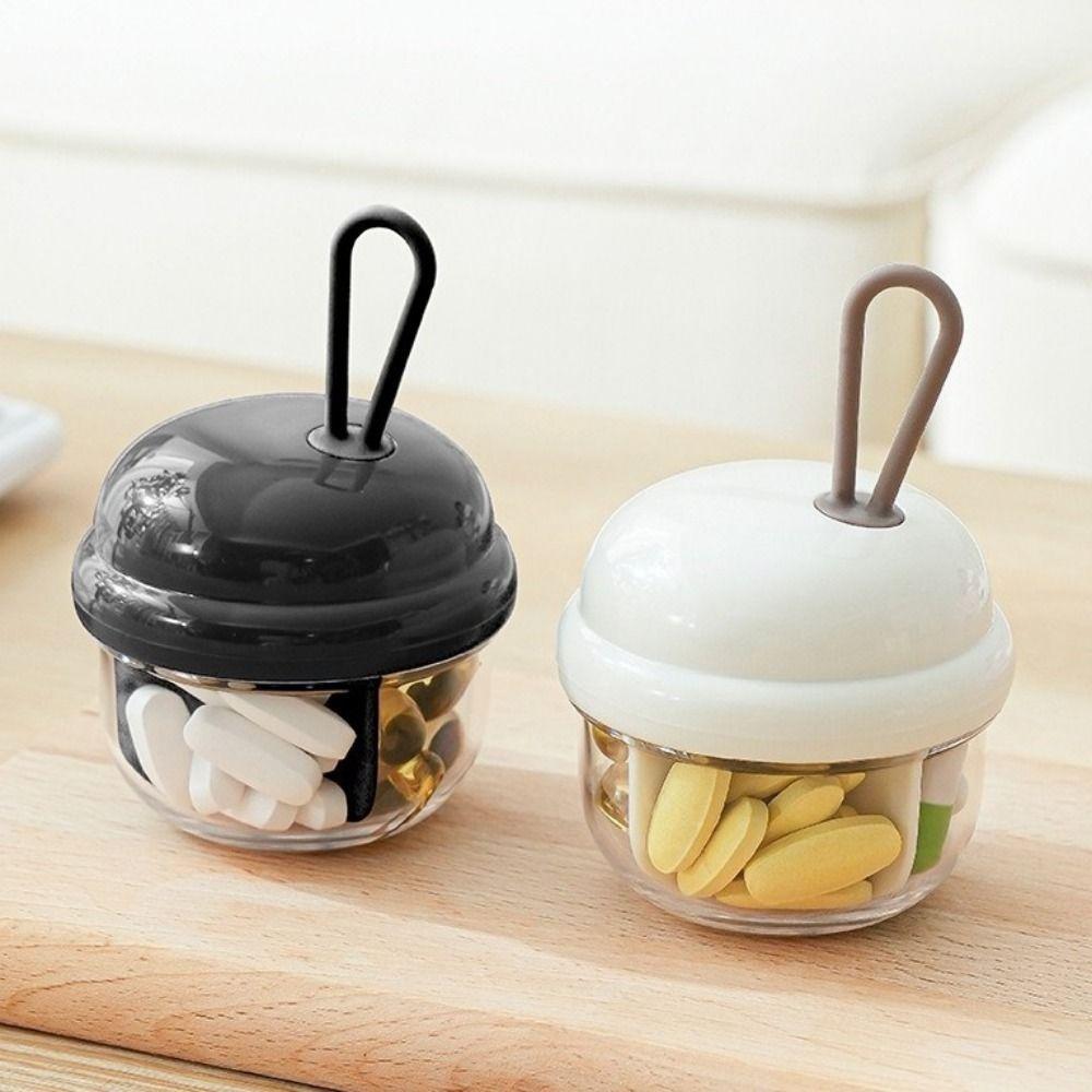Transparent 4 Grids Pill Cases Visible Pill Box Lightweight Mini Pill Storage Box Travel