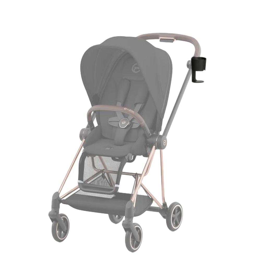 Schwarzer Becherhalter für Kinderwagen. Kompatibel mit Cybex Kinderwagen. Kompatibel mit allen Kinderwagen außer dem Liber und Orfeo.