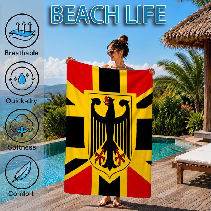 Asciugamano da Spiaggia con Emblema dell'Aquila della Germania, Asciugatura Rapida, Facile da Curare, Adatto Sia per il Fitness che per le Vacanze al Mare, Essenziale per lo Sport