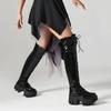 Fashion Platform Super High Increase And Shiny Patent Leather Women's Over The Knee Boots Cross Lace Up Side Zipper Punk Boots