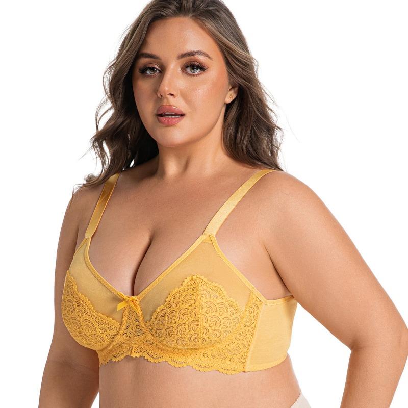 Plus Size Women Ultra Thin Breathable Sexy Lace Memory Wire Cotton Free Adjustable Underwear