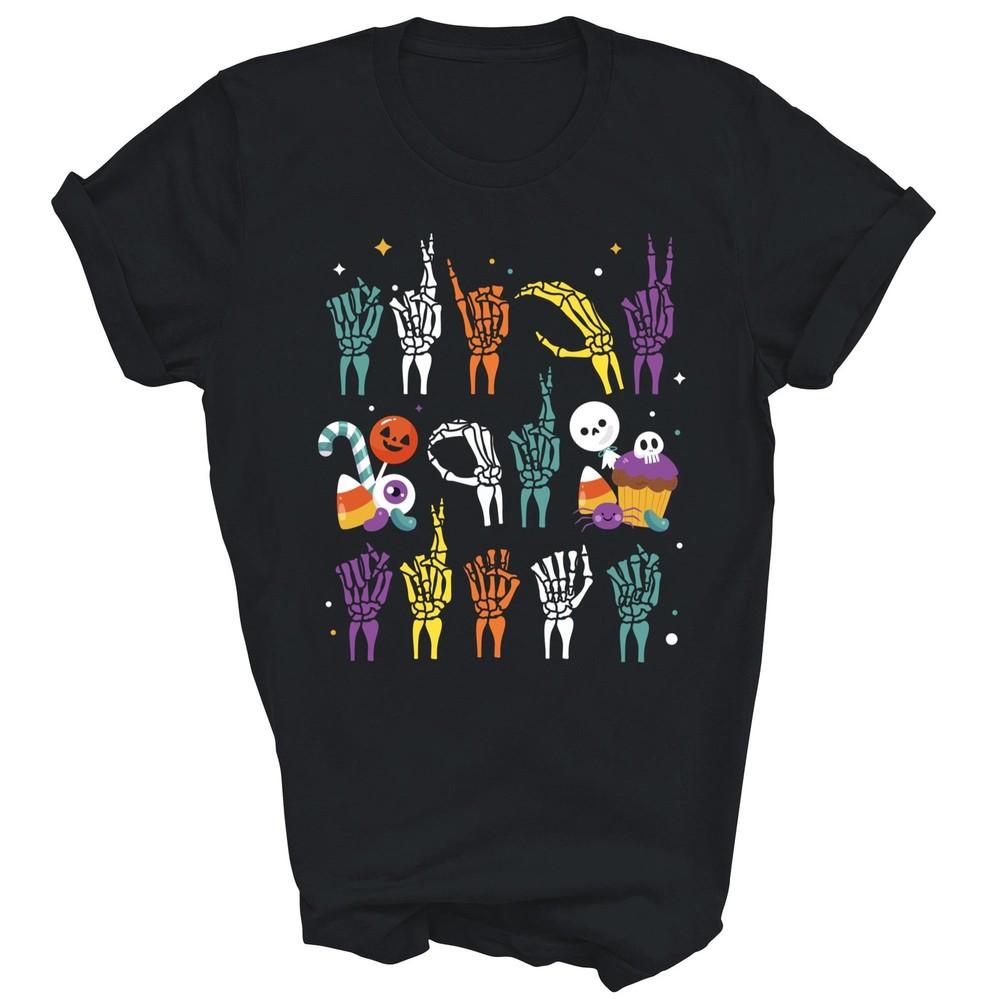 

Trick Or Treat Asl Hands Sign Language Halloween Unisex Shirt Gift 4XL