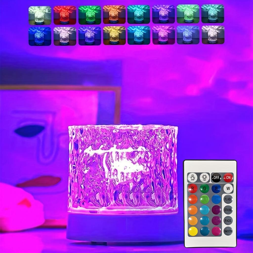 Water Ripples Lights Lamp Ocean Water Projector Light Luminorthe lumena Lights Bedroom Decor 16 Colors Rotating Flame Nightlight