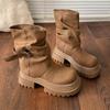 Vintage Maillard Martin boots women's 2025 autumn new British style thick-soled heightening trouser boots short boots stacking boots