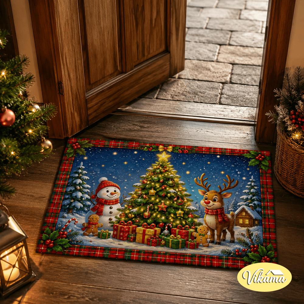 Christmas Entrance Rug Color-Printed For Bedroom, Living Room And Bathroom - Easy To Clean, Suitable For Home Decoration.