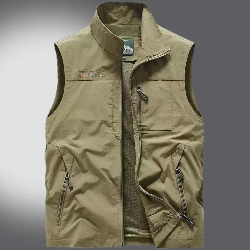 Мужской спортивно-повседневный жилет без рукавов, ветрозащитный, дышащий, толстый, модный, теплый, комфортный M хаки