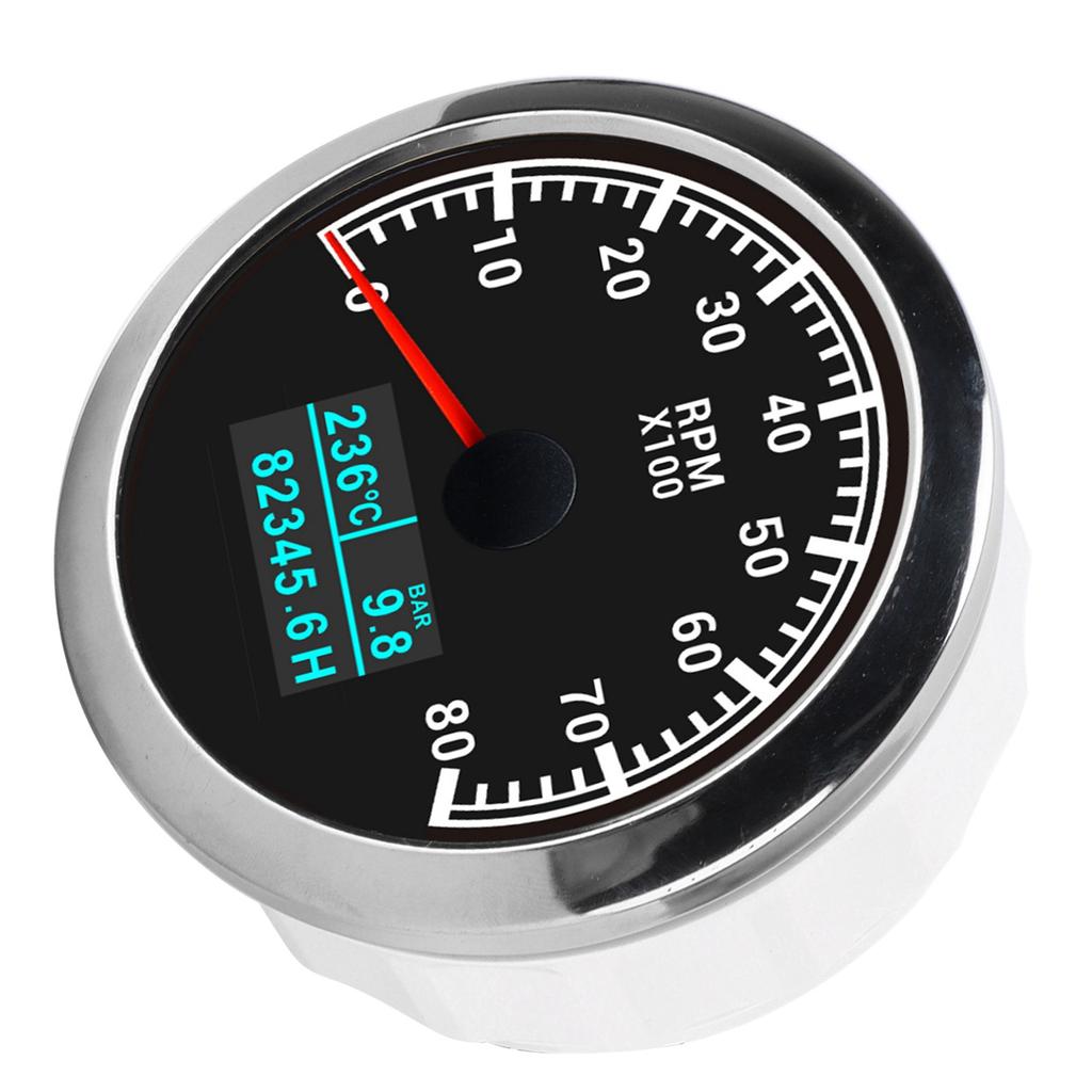3 In 1 Tachometer Water Temperature Oil Pressure Cumulative Hour Display Pointer IP67 for Car Truck Ship