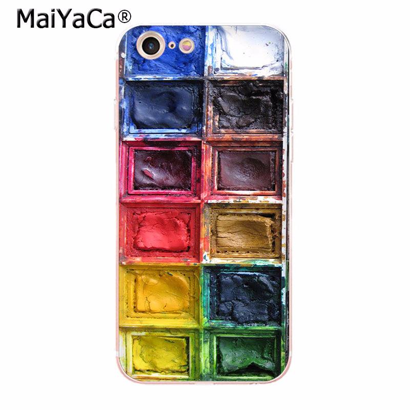 MaiYaCa Kleurrijke Waterverf Set Verfpalet telefoonhoesje voor iPhone 13 SE 2020 11 pro 8 7 66S Plus X 10 5S SE XR XS XS MAX