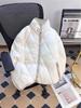 Unisex Retro Diamond Lattice Stand Collar Padded Winter Jacket