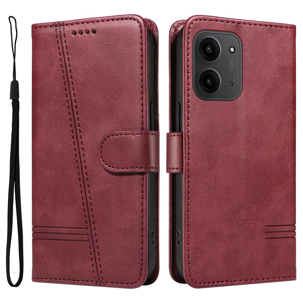 For Xiaomi Redmi 15C 4G (173mm) Wallet Case T-Shape Lines Leather Phone Cover Stand